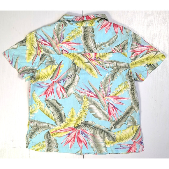 La Cabana Hawaiian Shirt Men’s M Blue Floral Rayon Button Down Tropical - Picture 2 of 10